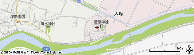 熊本県菊池市大塚周辺の地図