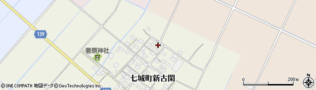 熊本県菊池市七城町新古閑周辺の地図