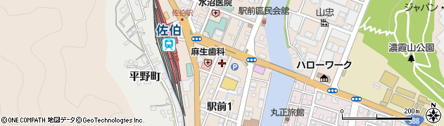 大分県佐伯市駅前周辺の地図
