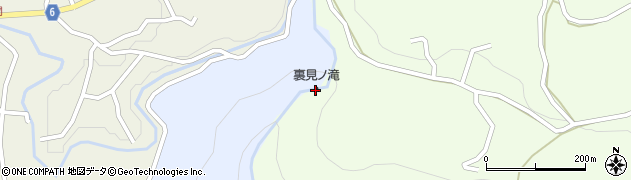 裏見ノ滝周辺の地図