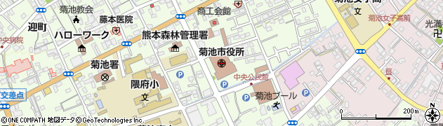 熊本県菊池市周辺の地図