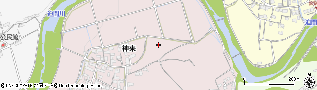 熊本県菊池市神来周辺の地図