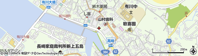 長崎県新上五島町（南松浦郡）有川郷周辺の地図