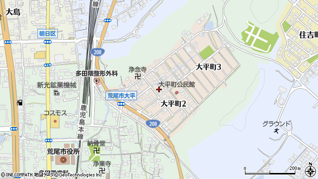 〒864-0005 熊本県荒尾市大平町の地図