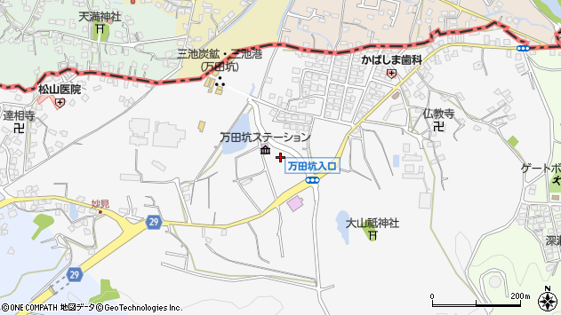 〒864-0001 熊本県荒尾市原万田の地図