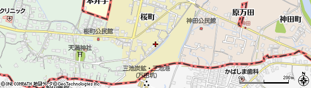 福岡県大牟田市桜町196周辺の地図