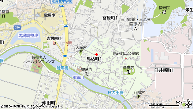 〒836-0086 福岡県大牟田市馬込町の地図