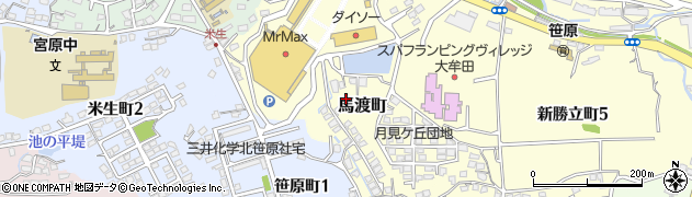 福岡県大牟田市馬渡町周辺の地図
