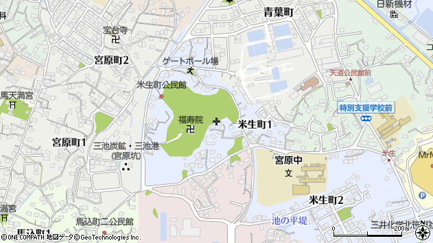 〒836-0881 福岡県大牟田市米生町の地図