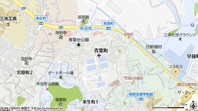 〒836-0897 福岡県大牟田市青葉町の地図