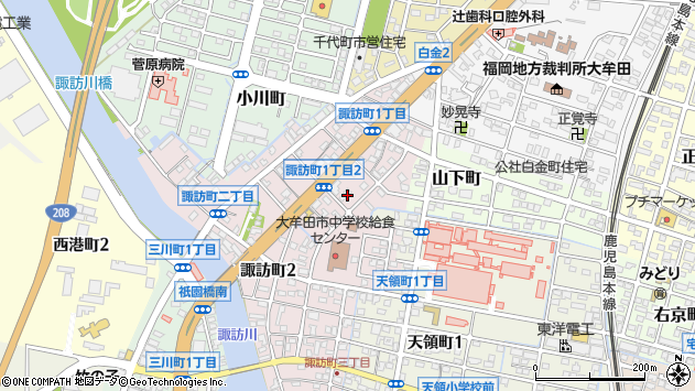 〒836-0051 福岡県大牟田市諏訪町の地図