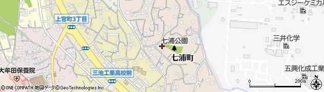 福岡県大牟田市七浦町周辺の地図
