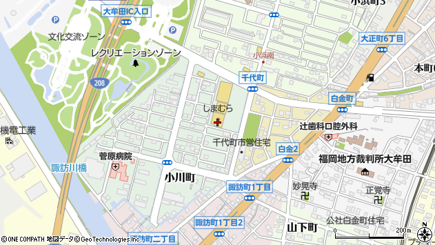 〒836-0036 福岡県大牟田市小川町の地図