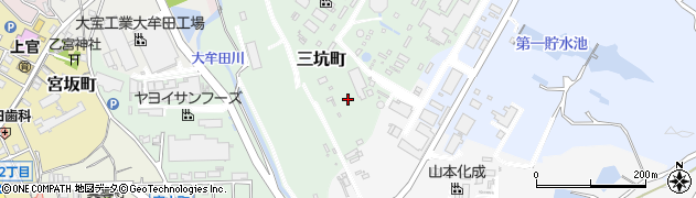 福岡県大牟田市三坑町周辺の地図