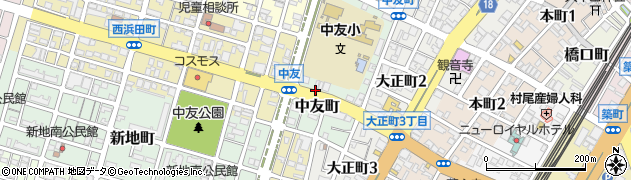 福岡県大牟田市中友町周辺の地図