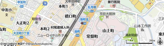 福岡県大牟田市築町周辺の地図