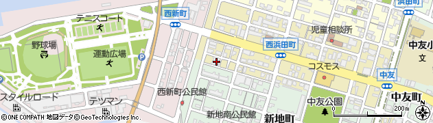 福岡県大牟田市西浜田町12周辺の地図