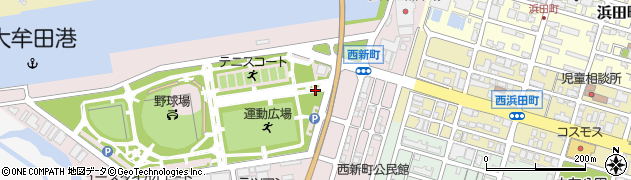 福岡県大牟田市西新町周辺の地図