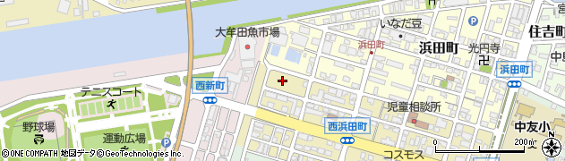 福岡県大牟田市西浜田町9周辺の地図