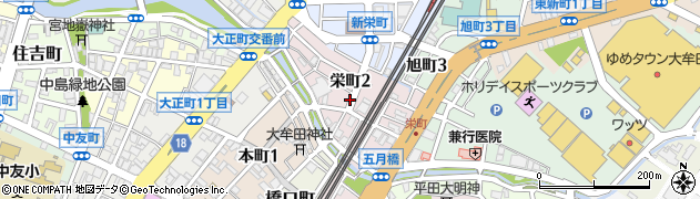 福岡県大牟田市栄町周辺の地図