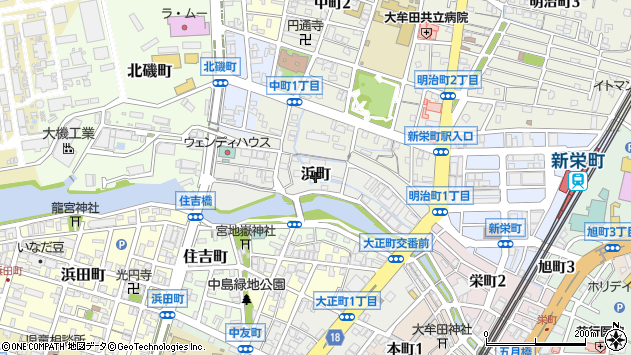 〒836-0021 福岡県大牟田市浜町の地図