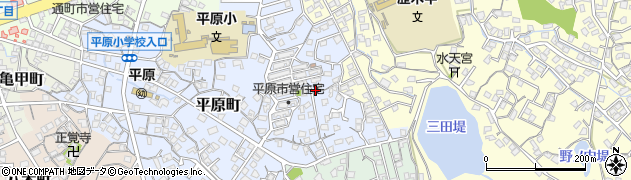 福岡県大牟田市平原町周辺の地図