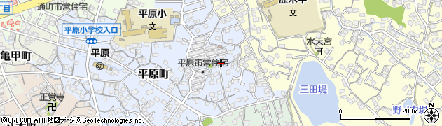 福岡県大牟田市平原町周辺の地図