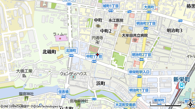 〒836-0013 福岡県大牟田市中町の地図