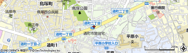 福岡県大牟田市通町周辺の地図