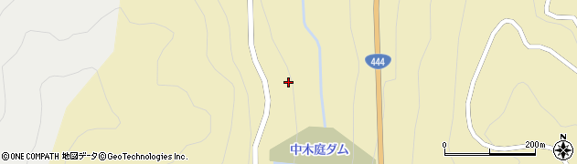 中木庭ダム周辺の地図