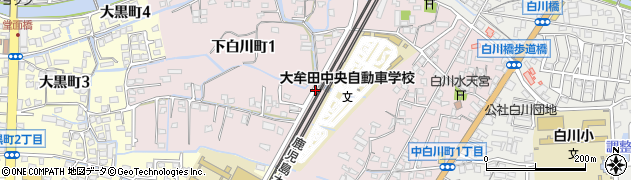 福岡県大牟田市下白川町周辺の地図