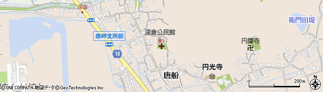 福岡県大牟田市唐船周辺の地図