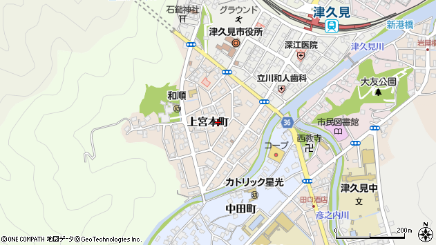 〒879-2436 大分県津久見市上宮本町の地図