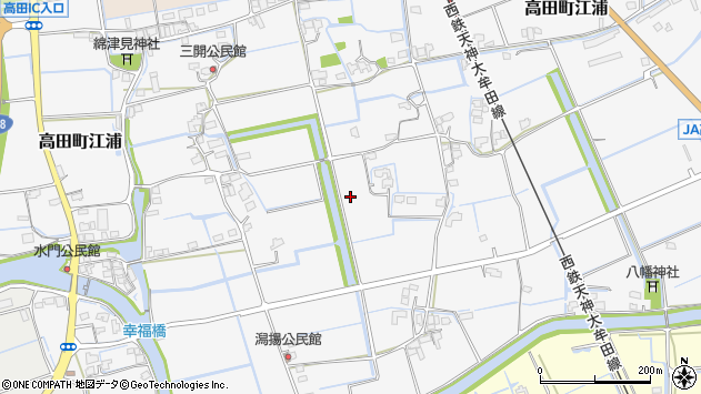 〒839-0213 福岡県みやま市高田町江浦の地図