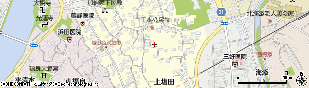 大分県臼杵市二王座周辺の地図