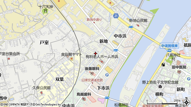 〒875-0052 大分県臼杵市市浜の地図