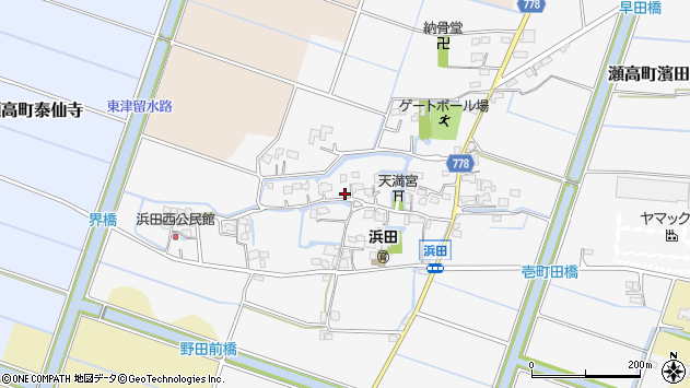 〒835-0016 福岡県みやま市瀬高町濱田の地図
