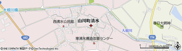 福岡県みやま市山川町清水周辺の地図