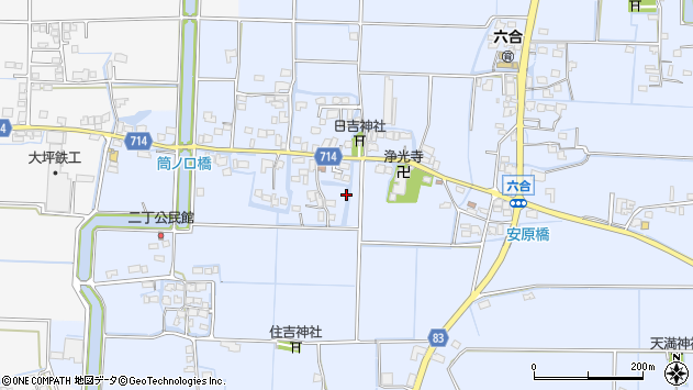 〒839-0244 福岡県柳川市大和町六合の地図