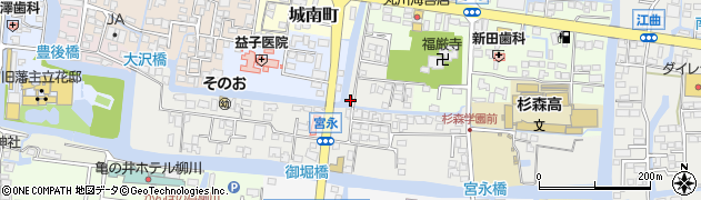 福岡県柳川市宮永町23周辺の地図