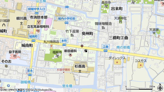 〒832-0046 福岡県柳川市奥州町の地図