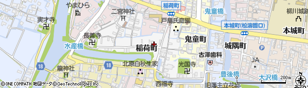 福岡県柳川市稲荷町周辺の地図