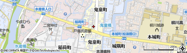 福岡県柳川市鬼童町周辺の地図