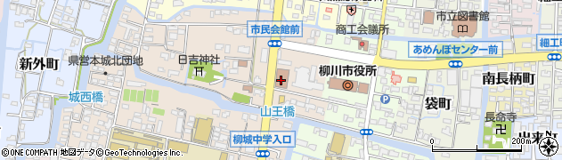 柳川郵便局　荷物集荷周辺の地図