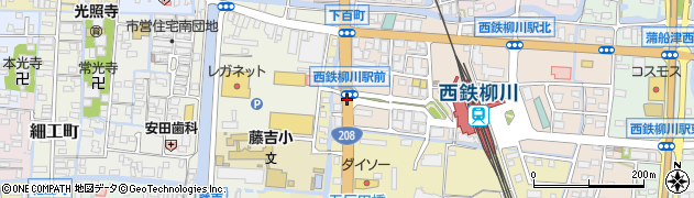 西鉄柳川駅前周辺の地図