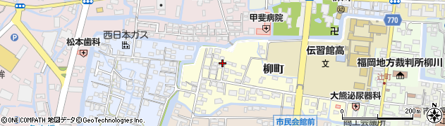 福岡県柳川市柳町周辺の地図