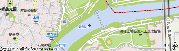 矢部川周辺の地図