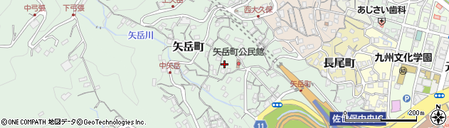 長崎県佐世保市矢岳町周辺の地図