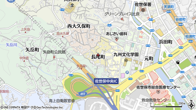〒857-0046 長崎県佐世保市長尾町の地図