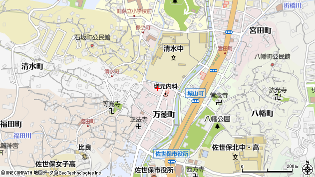 〒857-0034 長崎県佐世保市万徳町の地図